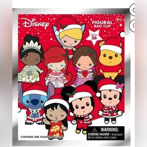 NWOT Disney Christmas Collectible Figural Bag Clip - Holiday Mystery Blind Pack